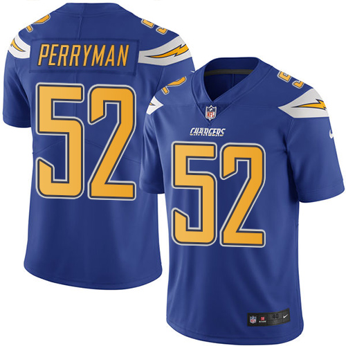 Men's Elite Denzel Perryman Nike Jersey Electric Blue - #52 Rush NFL Los Angeles Chargers